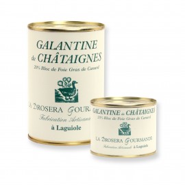 Galantines de châtaignes avec 20% de bloc de foie gras de canard boites 190g et 400g Origine France