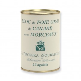 Bloc de foie gras de canard avec 30% de morceaux origine France La Drosera Gourmande