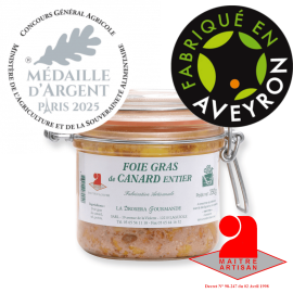 Foie gras de canard entier  La Drosera Gourmande 350g pour 6 à 8 personnes Médaille ARGENT 2025