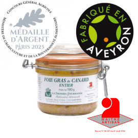 Foie gras de canard entier La Drosera Gourmande 190g pour 4 ou 5 personnes Médaille ARGENT 2025