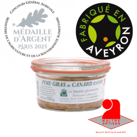 Foie gras de canard entier La Drosera Gourmande 100g pour 2 ou 3 personnes Médaille ARGENT 2025